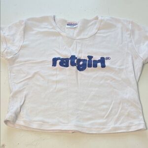 Stray Rats Large Ratgirl Short Sleeve Blue Sparkle Cropped Baby T Shirt